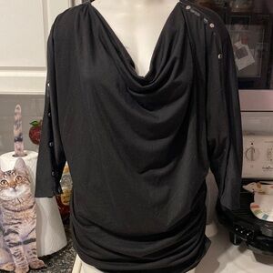 Z womens BEverly Drive casual solid black stretch plus size top 1X